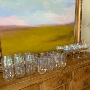 Iridescent Glass Highball, Steamless Wine Glass, & Long Stem Glasses (32 total)